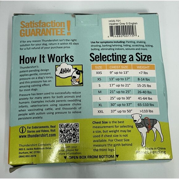 Thundershirt Dog S Small 15-25lbs Solid Gray Best Solution for Anxiety - Picture 2 of 4